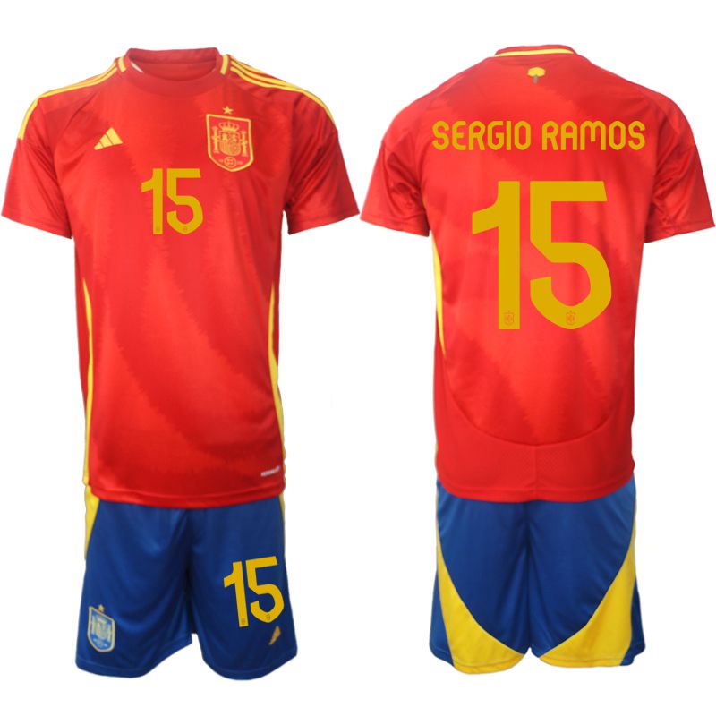 Men 2024-2025 Season Spain home red 15 Soccer Jersey